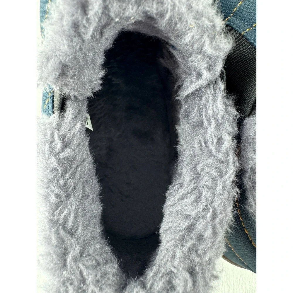 Fujeak Waterproof Snow Shoes‎ Women's 5.5  36 Blue Fur Lined Slip-On Winter